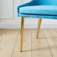 thumbnail image 4 of Light Blue Mid-Century Modern Chair with Gold Stainless Steel Legs for Kitchen Room, 4 of 8