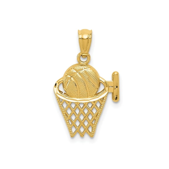 FJC Finejewelers 14 kt Yellow Gold Basketball in the Net Charm 21 x 13 mm