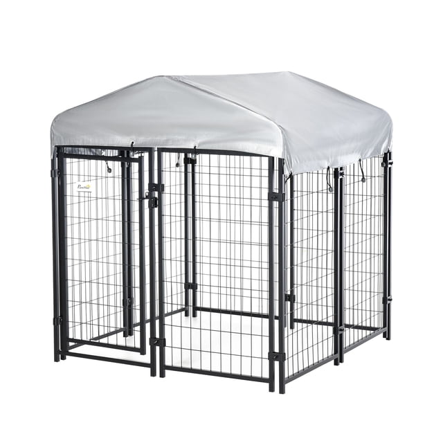 Enclos Extérieur pour Chien avec Housse Imperméable et Résistante aux UV, 4 x 4 x 4,5 Pi