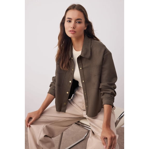 TRENDYOLMΔ°LLA Women's Khaki Plain Long Regular fit Jackets