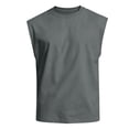 thumbnail image 5 of WULMLEO Mens Sleeveless Shirts Cotton Workout Tank Tops Cut Off Gym Muscle Loose Fit Tees Dark Gray S, 5 of 7