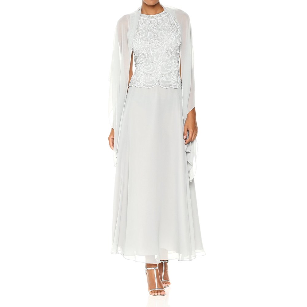 J Kara - Womens Milky Scallop Embellished 2 Pc Long Gown 6 - Walmart.com - Walmart.com
