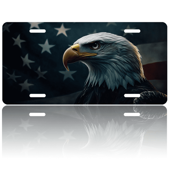 1 Pcs 2D Flat License Plate Covers & Frames, Head of an American For Decorative Front, Waterproof For Decoration Aluminum License Plate Covers & Frames Cover For Men Women, 12" X 6"