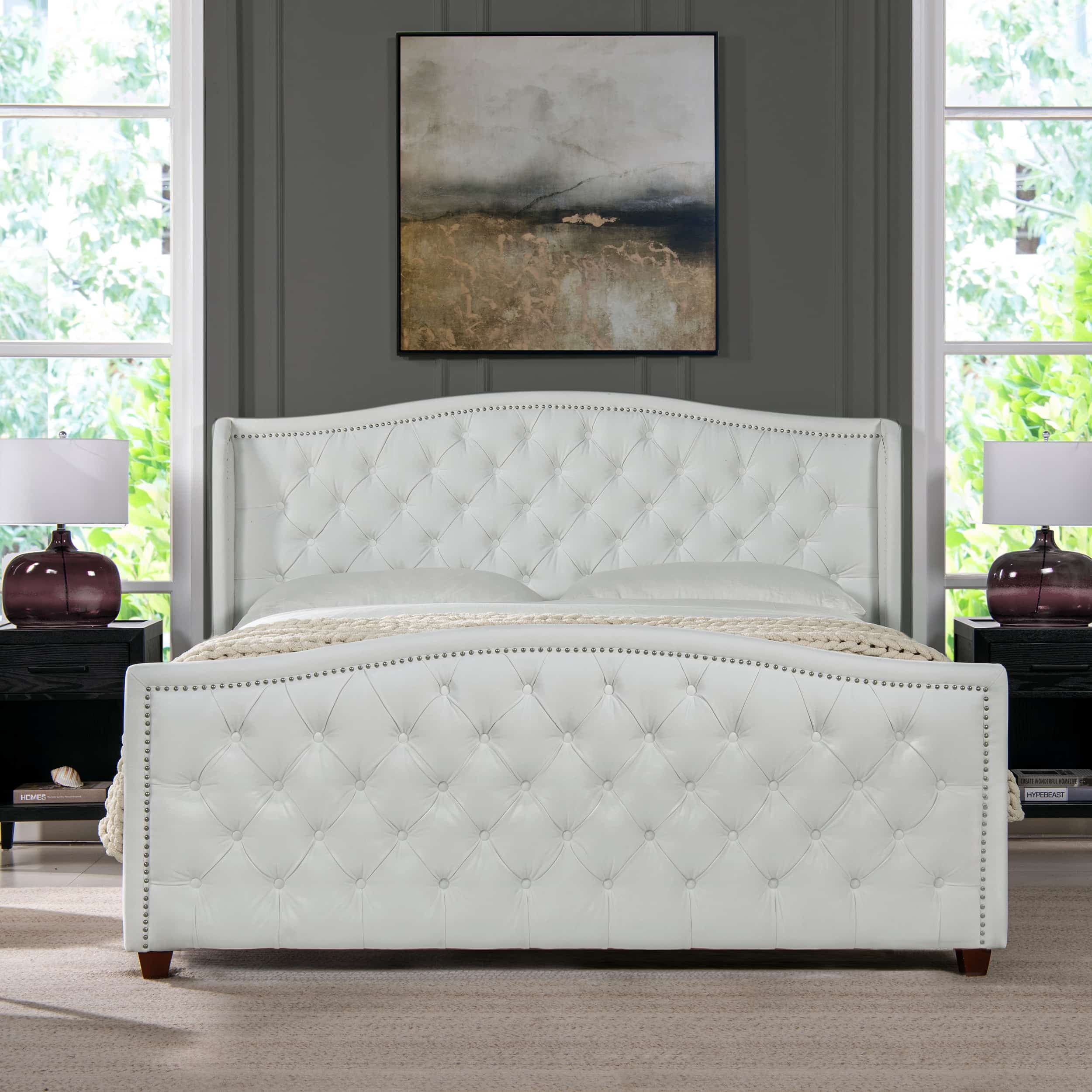 Jennifer Taylor Home Marcella Upholstered Headboard Bed King Vintage Black Brown