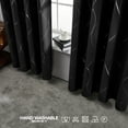 thumbnail image 3 of Deconovo Blackout Wave Foil Print Room Darkening Thermal Insulated Curtain 52W x 63L inch, 2 Panels, Black, 3 of 5