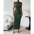thumbnail image 3 of BTFBM Women's Ruched Bodycon Dress Summer Casual Sleeveless Lightweight Back Slit Elegant Club Party Cocktail Maxi Dresses, 3 of 9