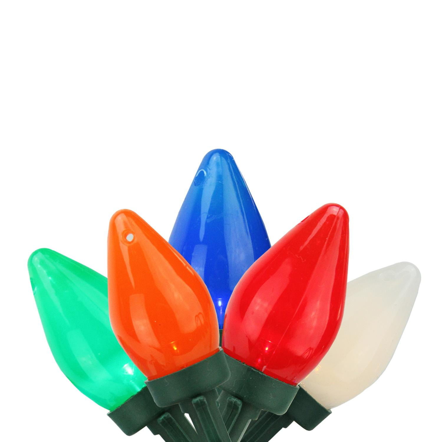 Set of 50 Opaque MultiColor LED C7 Christmas Lights 5" Spacing Green