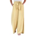 thumbnail image 1 of Pantalones Anchos Pantalones de pierna ancha informales para mujer con cordones, pantalones largos de verano a la moda (Amarillo S) Cgtredaw Para estrenar, 1 of 1
