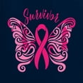 thumbnail image 2 of Wild Bobby, Survivor Breast Cancer Butterfly Ribbon, Breast Cancer Awareness, Front and Back Women Graphic Tees, Navy, 3X-Large, 2 of 4