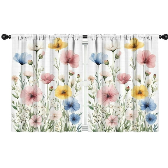 Blackout Kids Curtains,Floral Watercolor Painting Childrens Insulated Curtains Set Of 2,Bedroom Essentials,Toddler Room Decor 42x54in(106x137cm)