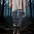 thumbnail image 3 of Idoravan Women's Printed Leggings Women's Halloween Striped Print Leggings Sports Fitness Pants Solid Colored Casual Tight Fitting Tight Peach Hip Yoga Pants Stretch Pants Light Blue L, 3 of 10