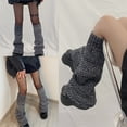 thumbnail image 4 of Women Punk Chunky Knit Leg Warmers Harajuku Flared Wide Leg Boots Cover Socks, 4 of 13
