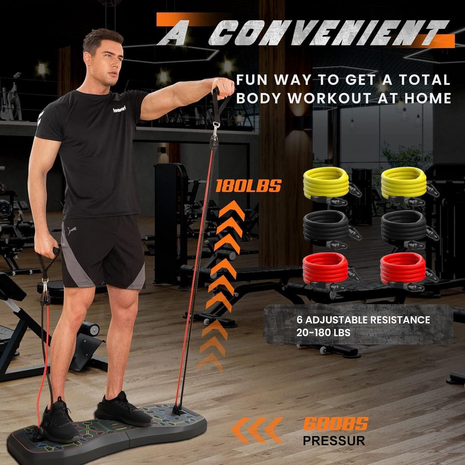 Push Up Board 36 In 1 Home Gym Equipment With Ab Roller Wheel & Resistance Bands  Portable Foldable Workout For Full Body Strength Men Women Gift Boyfriend