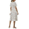 thumbnail image 3 of Fashnice Robe Midi Femme Manches Courtes Été Plage Robe Tunique Longue Kaftan Vacances Blanc TG, 3 of 4