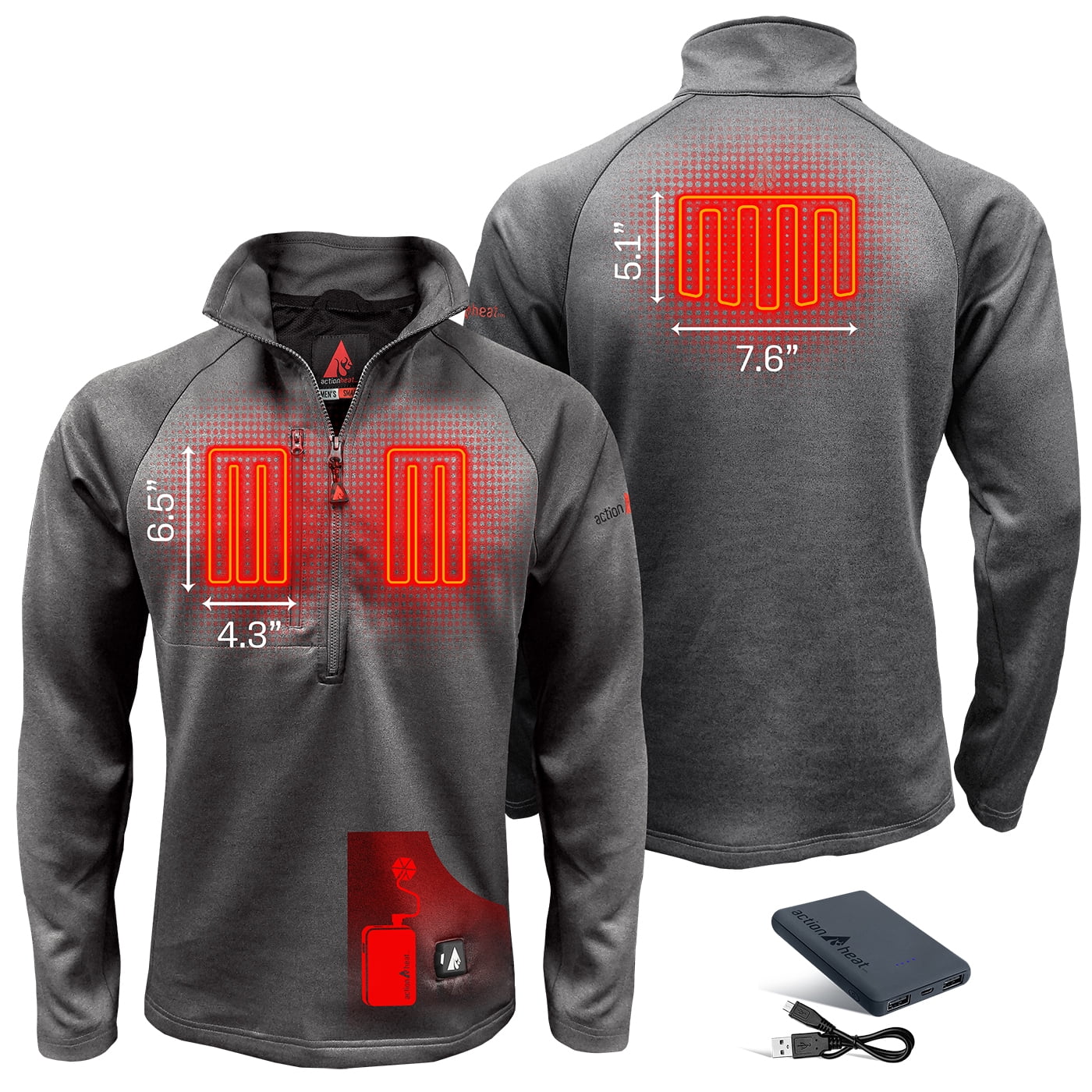 ActionHeat Men's 5V Battery Heated 1/2 Zip Up Shirt