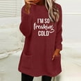 thumbnail image 2 of Lovskoo Women's Fuzzy Fleece Sweatshirt Pullover Tops Crewneck Long Sleeve Pocket Printed Winter Thick Warm Plush Top Claret, 2 of 5