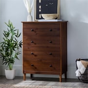 Bowery Hill Modern 40H Solid Wood Bedroom Dresser with 4-Drawers in Walnut