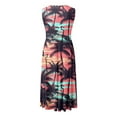 thumbnail image 4 of Women's Summer Fashionable And Sexy Coconut Tree Print V Neck Waistband Sleeveless Beach Vacation Casual Dress Dresses Summer Beach Dresses Wrap Dress Floral Dresses for Women Sleeveless Petite Summer, 4 of 4
