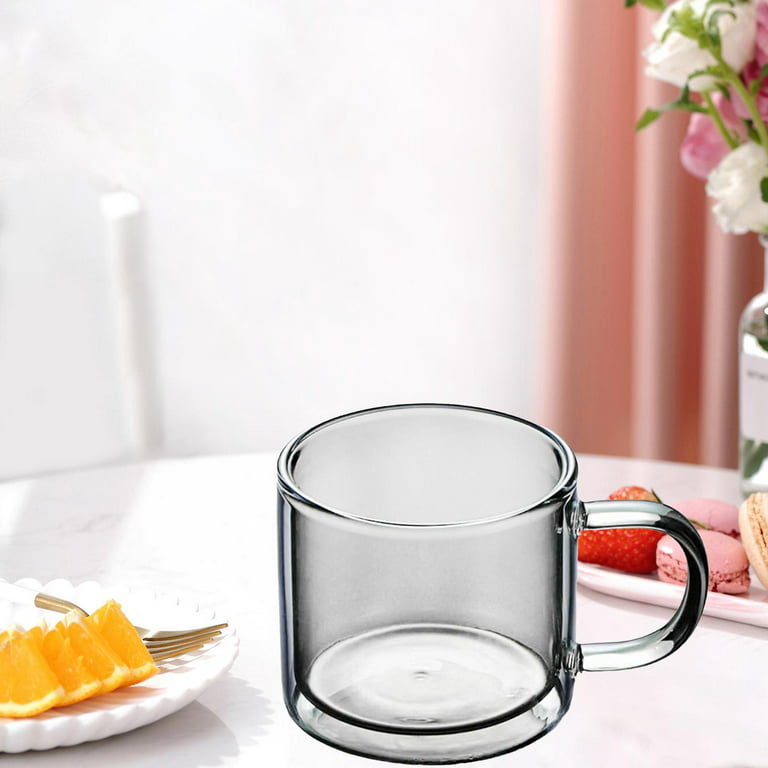 1pc Double Wall Insulated Coffee Mugs with Handle Clear Glass