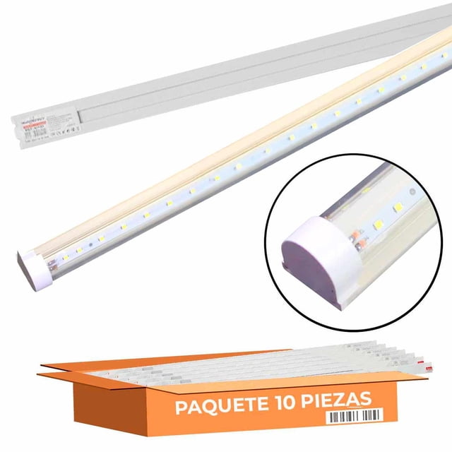 10 Pzs Regleta Tubo Led Doble Tira T8 36W 1.2M
