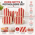 thumbnail image 2 of Oven Mitts and Pot Holders 4‑Piece Set, 2 Oven Mitts + 2 Pot Holders, Heat Resistant Quilted Cotton Kitchen Gloves for Baking Cooking Grilling, 2 of 6