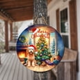 thumbnail image 3 of Merry Christmas Goldendoodle Santa Hat Xmas Tree Winter Holiday Round Wood Sign Doodle Dog Lover Gifts Idea Hanging Wall Home Decor - 01013, 3 of 5