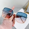 thumbnail image 4 of Gafas de sol cuadradas de gran tamaño para mujer, modernas gafas de sol cuadradas con lentes degradadas, protección UV para vacaciones, uso diario, conducción en coche, azul transparente, 4 of 5