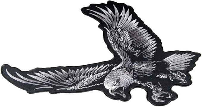 Grey & Black Subdued Soaring Eagle Patch, Large Size