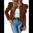 thumbnail image 1 of Chaqueta Corta de Larga para Mujer, con Cremallera, Abrigo, Ropa de Abrigo, Atuendo de Otoño, Chaquetones Marrón Oscuro M, 1 of 7
