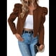 thumbnail image 1 of Chaqueta Corta de Larga para Mujer, con Cremallera, Abrigo, Ropa de Abrigo, Atuendo de Otoño, Chaquetones Marrón Oscuro M, 1 of 7