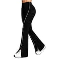 thumbnail image 3 of Noric Women Stripe Split Flare Yoga Pants High Waist Stretch Bootcut Slim Fit Casual Workout Jogging Daily Trousers, 3 of 6