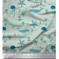 thumbnail image 1 of Soimoi Gray polyester Crepe Fabric Whale & Starfish Ocean Printed Craft Fabric by the Yard 52 Inch Wide, 1 of 3