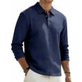 thumbnail image 2 of USNSM Men's Linen Shirts Long Sleeve Yoga Tops Casual Fashion Solid Color Half Button Open Summer Hippie Beach T-Shirts Blue S, 2 of 9