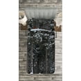 thumbnail image 3 of Ambesonne Outhouse Quilted Bedspread Set 2 Pcs, Snowy Forest Cottage, Twin Size, Dark Green and White, 3 of 3