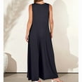 thumbnail image 4 of Women'S Casual Summer Loose Jumpsuits Sleeveless Tank V Neck Wide Leg Long Rompers Baggy Jumper with Pockets Black XL, 4 of 6