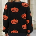 thumbnail image 2 of Costumes d'Halloween Sweat-Shirt pour Femmes, Hauts en Peluche Col Rond Amusants, Pulls à Manches Longues Imprimés Pumpkin, 2 of 5
