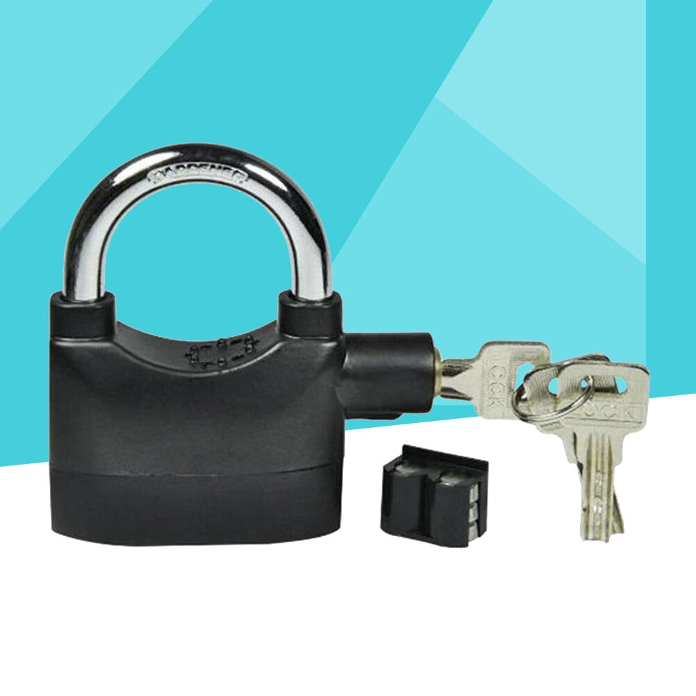 Kkewar Alarm Padlock,Alarm Padlock Anti-Theft Security System for Door Motor with High Decibel (Black)