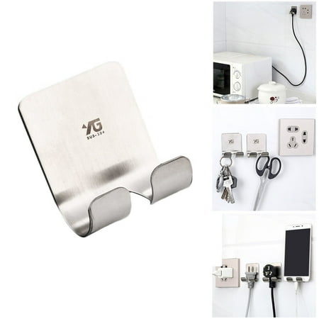 

〖Roliyen〗Kitchen Storage Organization Steel Holder Hook Glue Socket Power Hanger Plug Jack 1pc Rack Stainless Kitchen，Dining Bar
