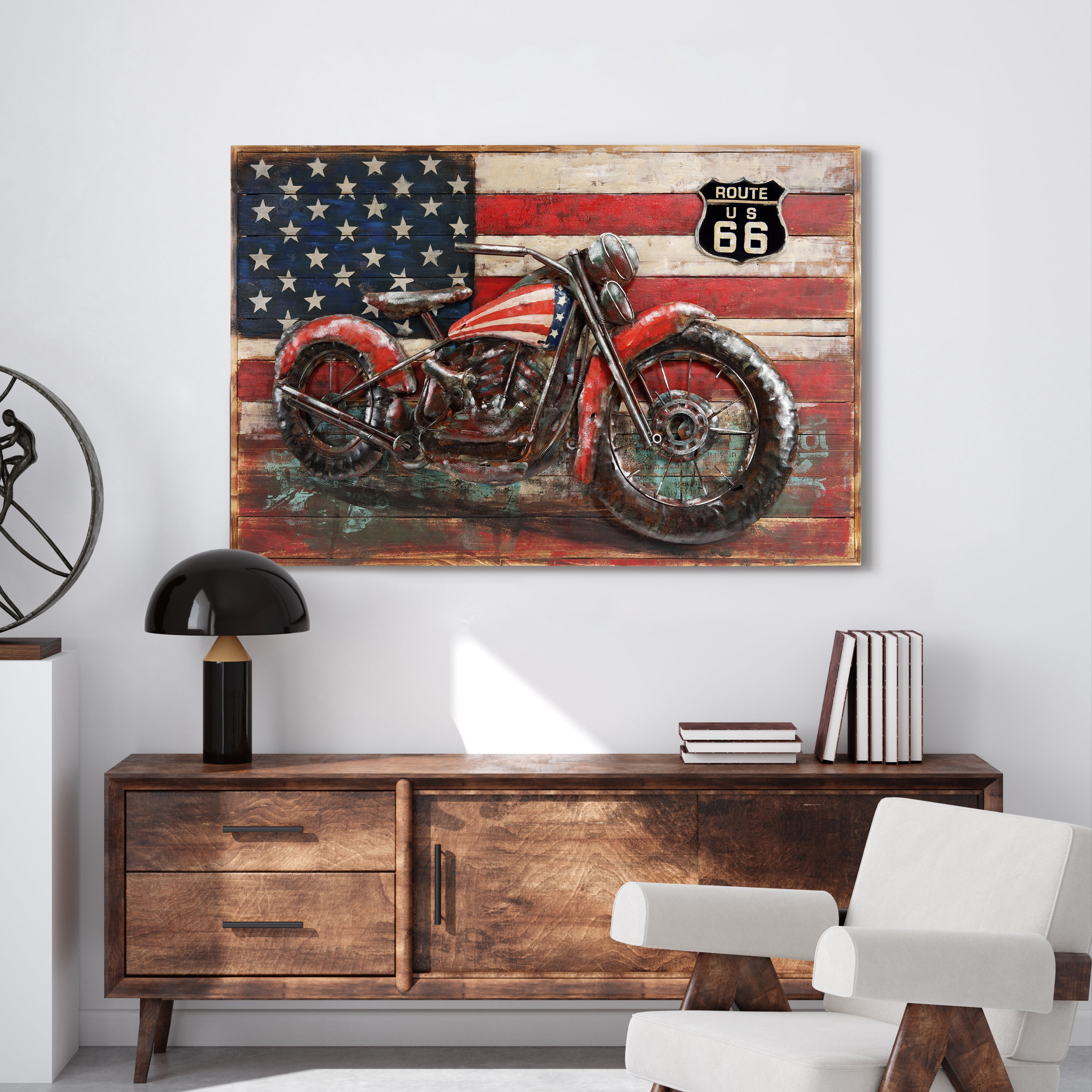 Empire Art Direct "Two Wheels" Primo Mixed Media Hand Painted 3D Iron Wall Sculpture