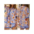 thumbnail image 2 of Honganda Women's 2 Piece Lounge Set, Ric Rac Short Sleeve Button Down Tops Drawstring Shorts Pajama Set, 2 of 9