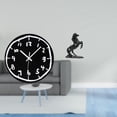 thumbnail image 2 of Reloj de pared acrílico minimalista moderno con diseño de arte silencioso y figuras de caballos para cocina, oficina, comedor, dormitorio y paisajismo, 2 of 8
