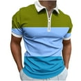 thumbnail image 3 of Swuxness Men's Short Sleeve Turndown Collar Shirt Print Zip Closure Casual Lightweight Top, 3 of 5