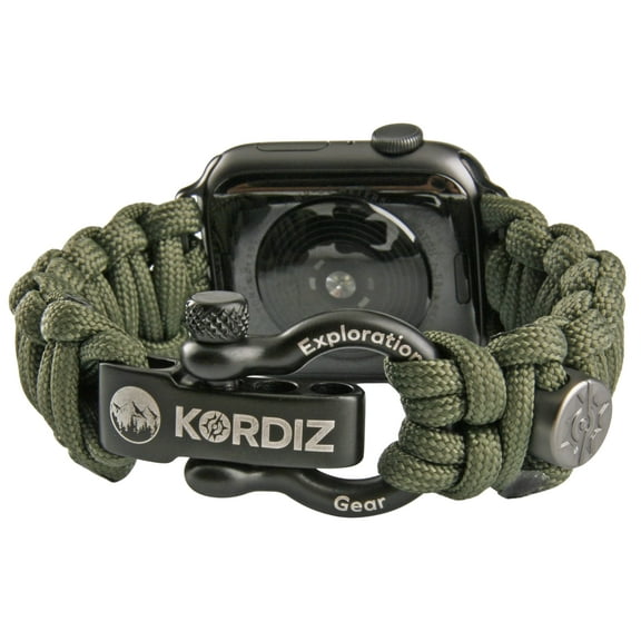 KORDIZ Survivor - Paracord Apple Watch Band Compatible with Apple Watch Series 8/7/6/5/4/3/2/1/SE & Ultra - 42mm 44mm 45mm 49mm - with Stainless Steel Adjustable Shackle (Green, S)…
