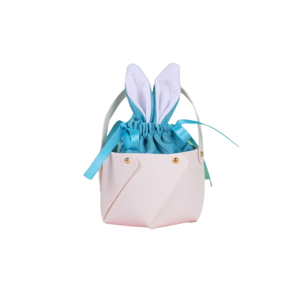 Gallickan Easter Bunny Baskets, Easter Bunny Bucket with Handles, Easter Egg Storage Bag Bunny Basket Desktop Storage Basket, Blue