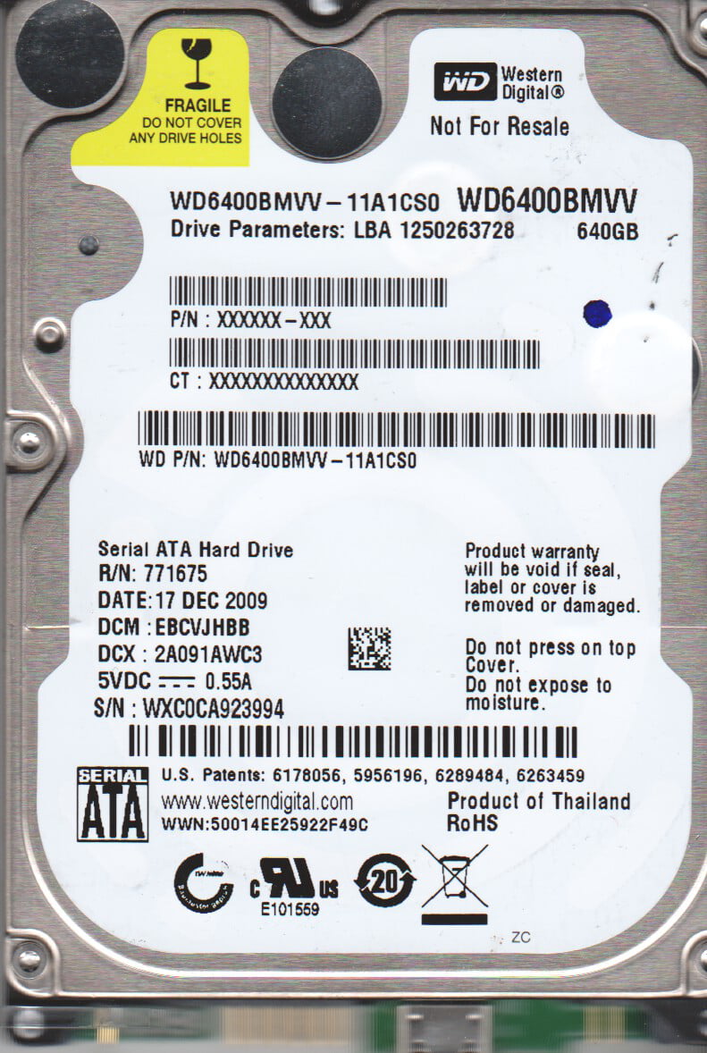 WD6400BMVV-11A1CS0 WD USB 2.5 PCB 2061-701675-002 04P 