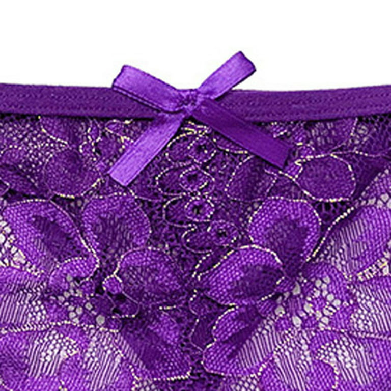 Lopecy-Sta Women's Fascinate Sexy Straps Solid Color Selling Bow Tie  Underpants Savings Clearance Underwear Women Birthday Gift Purple 