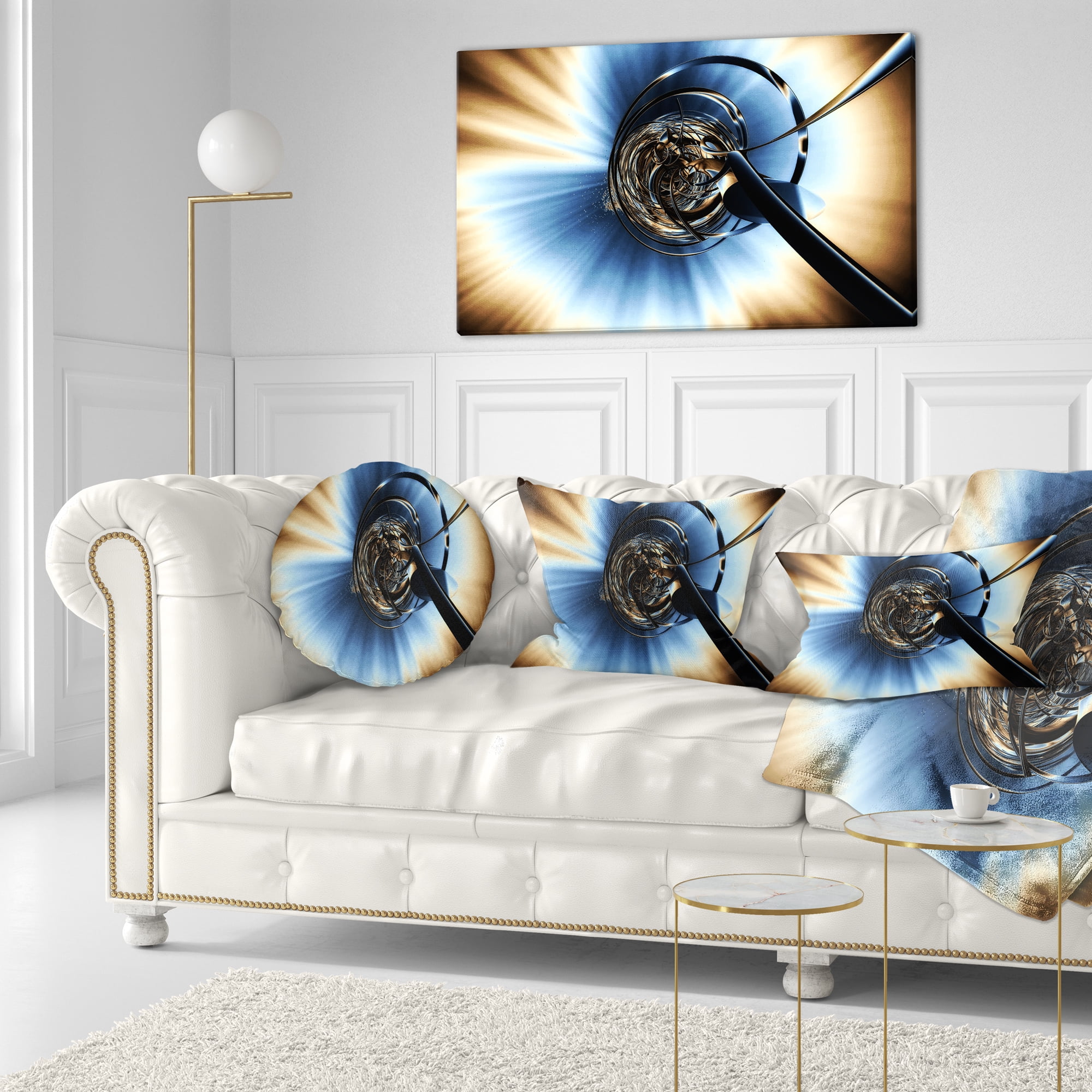 Designart Fractal 3D Tangled Knot - Contemporary Throw Pillow - 12x20
