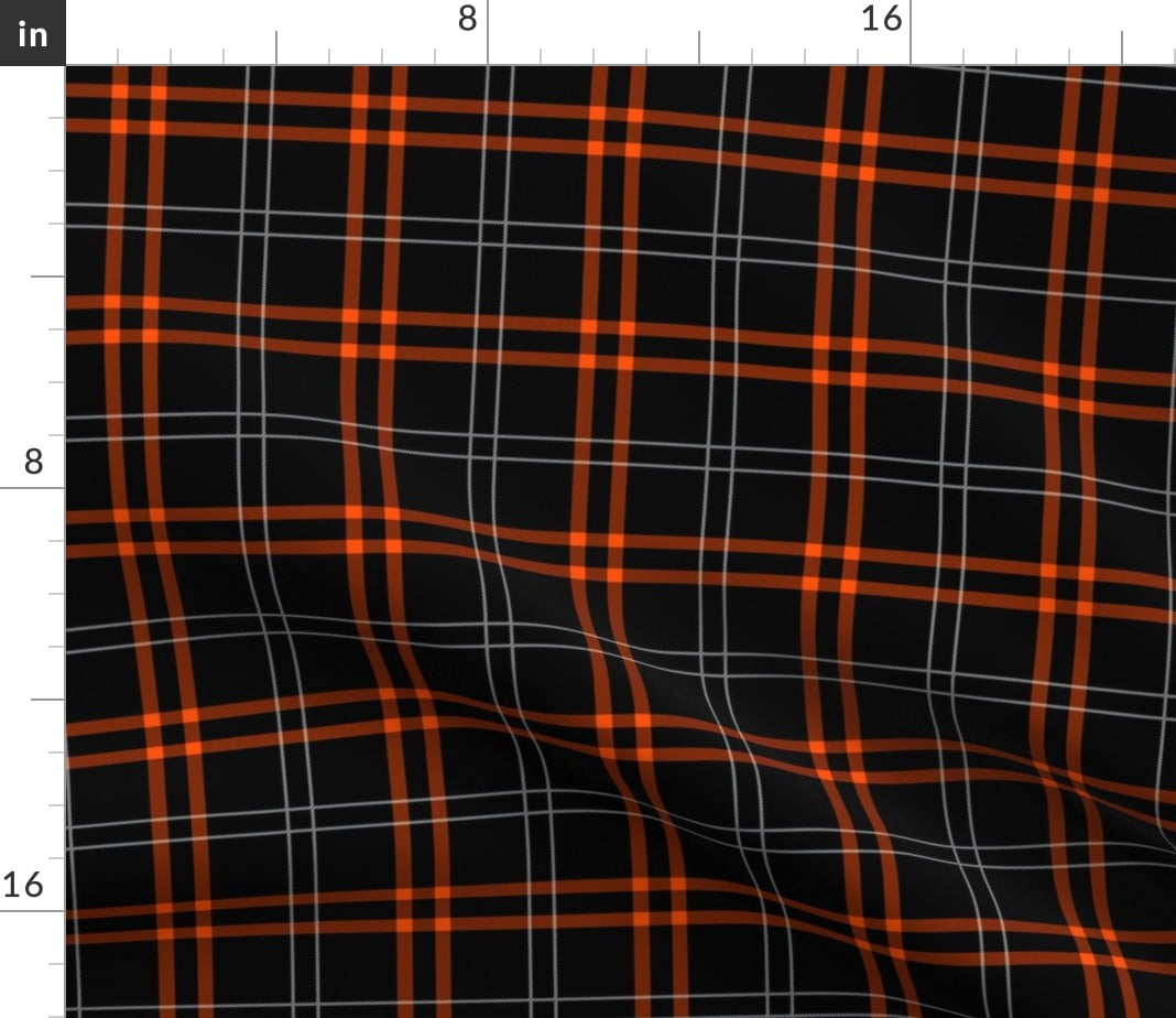 Tartan Plaid Custom Orange And Black Gothic Fabric Printed by