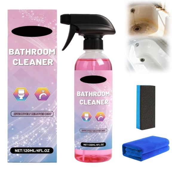 Bathroom Cleaner Pink Foam Spray, Powerful Limescale & Urine Stain Remover, No-Rinse Descaler for Showers, Bathtubs, Sinks, Tiles & Glass Surfaces