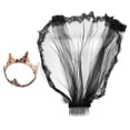 thumbnail image 3 of 1 juego / 2 piezas Velo de novia de encaje de malla de una sola capa para decoración (negro), 3 of 5